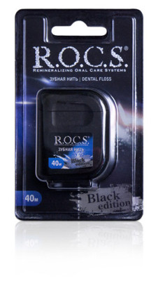 ROCS Зубная нить Black Edition расширенная, 40 м