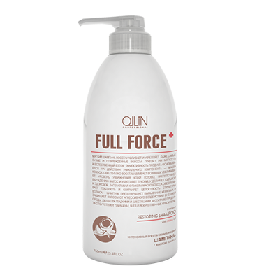OLLIN Full Force Восстанавливающий шампунь для сухих и поврежденных волос, с маслом кокоса, 750 мл
