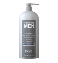OLLIN Premier for Men Шампунь для волос и тела освежающий, 1000 мл